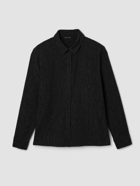 EILEEN FISHER Woven Plissé Classic Collar Shirt