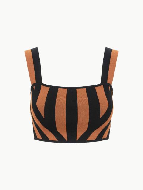 STAUD ZOLA TOP BLACK TAN SEASHORE STRIPE