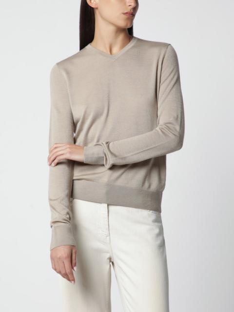 The Row Ondre sweater in taupe cashmere and silk