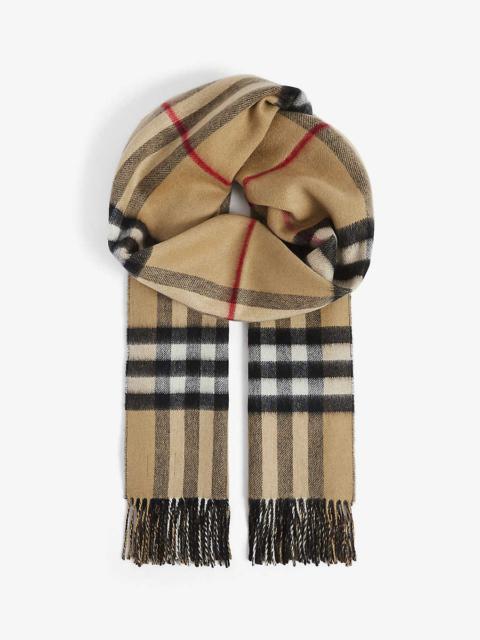 Burberry Giant check tasselled-trim cashmere scarf