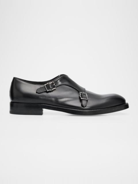 FERRAGAMO Men's Leather Double Monk-Strap Shoes