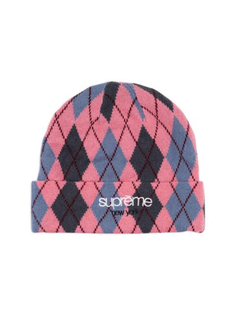 Supreme "Dusty Magenta" argyle-check cashmere beanie