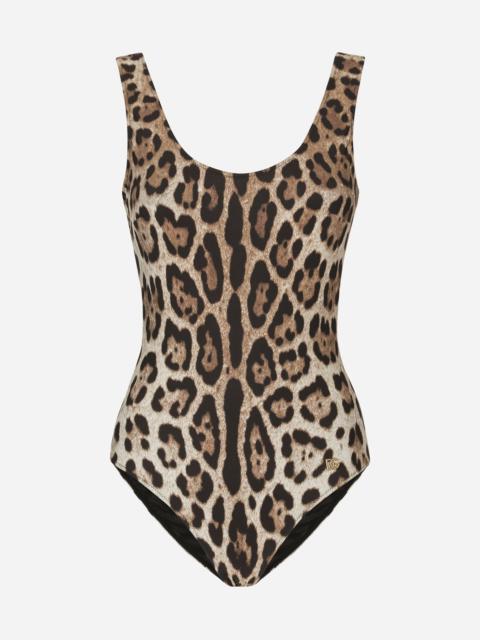 Leopard-print one-piece swimsuit