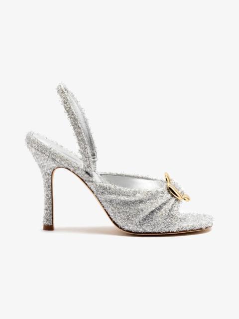 Larroudé Mayfair Sandal In Silver Lurex