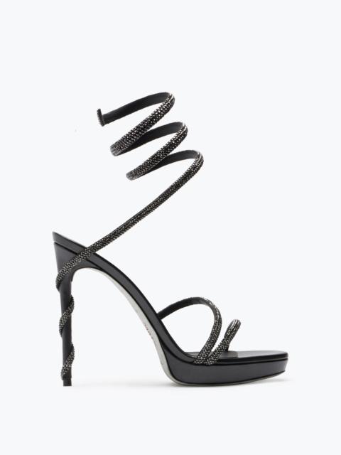 RENE CAOVILLA MARGOT CRYSTAL BLACK PLATFORM SANDAL 120