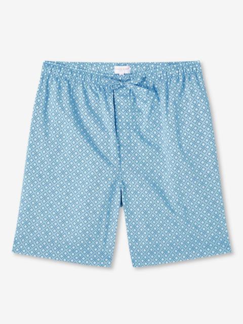Derek Rose Men's Lounge Shorts Ledbury 56 Cotton Batiste Blue