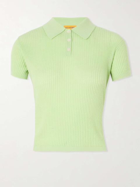 GUEST IN RESIDENCE Ribbed cashmere polo sweater Light green