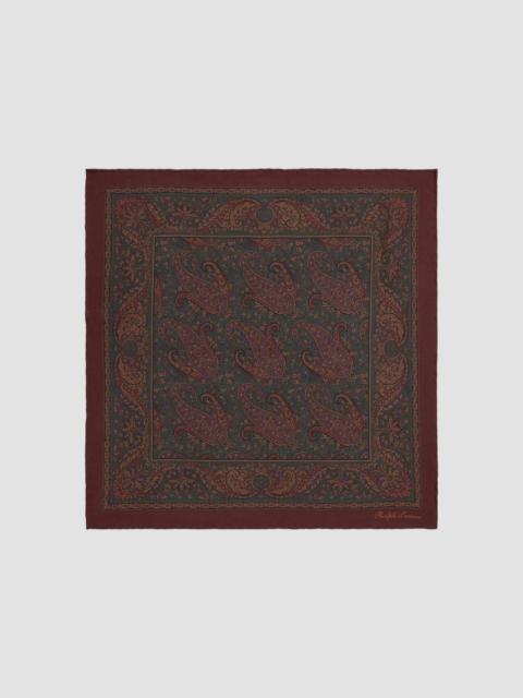 Ralph Lauren Men's Paisley Silk Pocket Square - Green Bordeaux