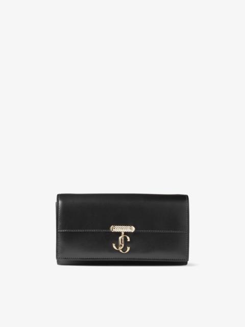 JIMMY CHOO Avenue Wallet W/Chain
Black Leather Wallet with Pearl Strap