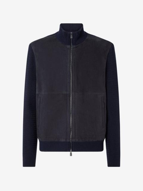 CORNELIANI Blue unlined two-fabric jacket