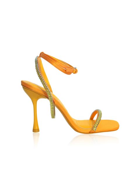 SIMKHAI Luxon Crystal-Embellished Satin Sandals orange