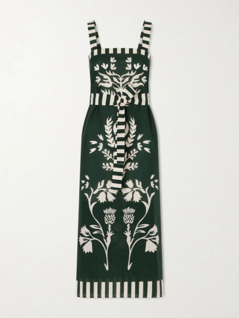 ERES Lakshya belted printed cotton and silk-blend midi dress Green
