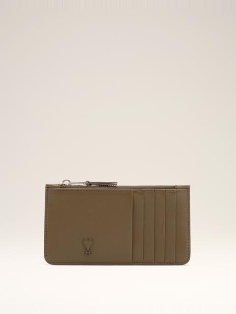 AMI Paris GREEN SMOOTH LEATHER AMI DE COEUR ZIPPED CARD HOLDER
