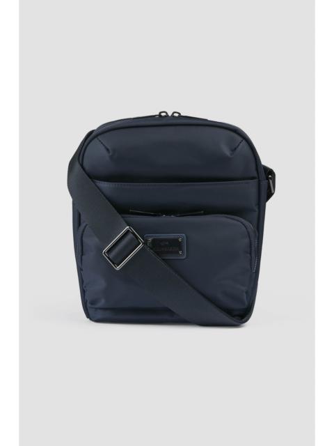 Paul & Shark LEATHER-TRIMMED NYLON MESSENGER BAG