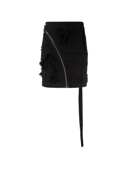 Rick Owens DRKSHDW zip-detail frayed skirt