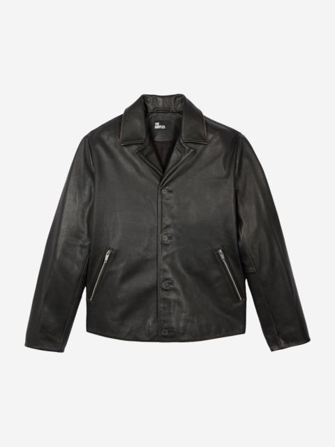 The Kooples BLACK LEATHER JACKET WITH TAILORED COLLAR