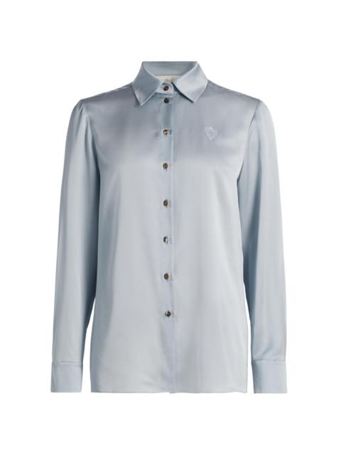 Zimmermann Women's Luna Silk Satin Button-Front Shirt - Powder Blue