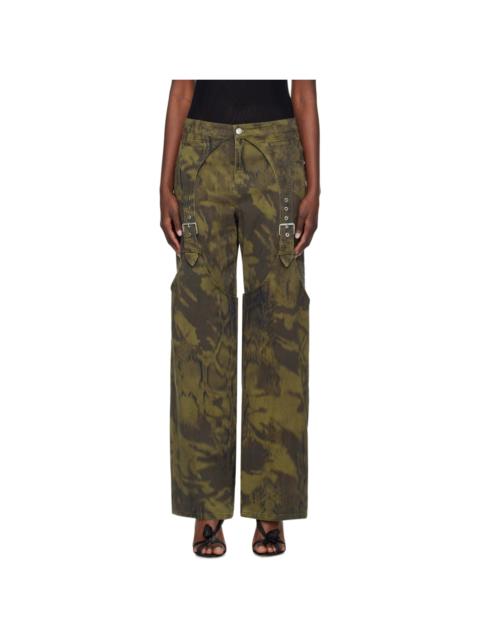 Blumarine Khaki Pattern Denim Trousers