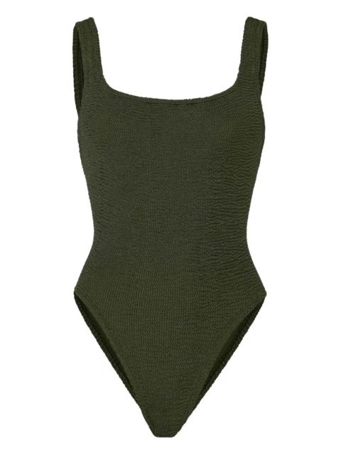 Hunza G square-neck textured swimsuit