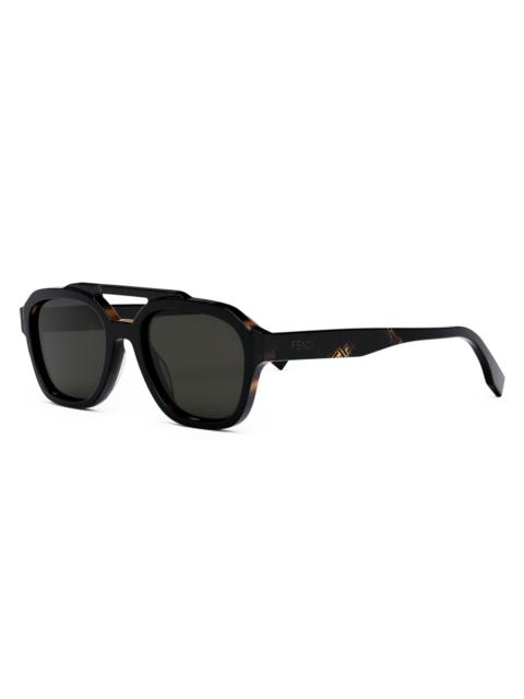 FENDI Men 52MM Logo Acetate Sunglasses - Shiny Black