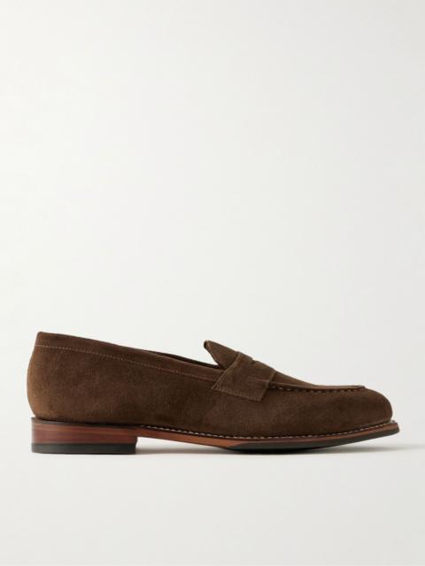 Grenson Lloyd Suede Penny Loafers Chocolate