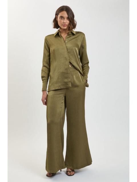 KAREN MILLEN Petite Hammered Satin Wide Leg Woven Trouser