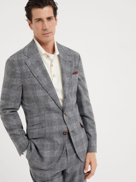 Brunello Cucinelli Flecked silk, wool and cashmere Prince of Wales deconstructed Cavallo blazer