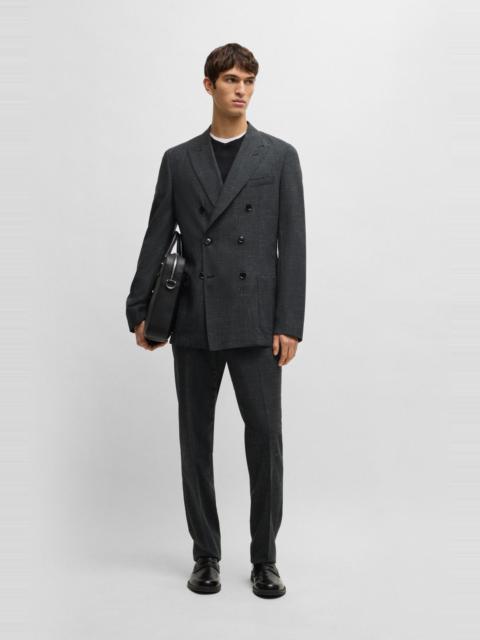 BOSS SLIM-FIT SUIT IN PATTERNED WOOL, LINEN AND STRETCH