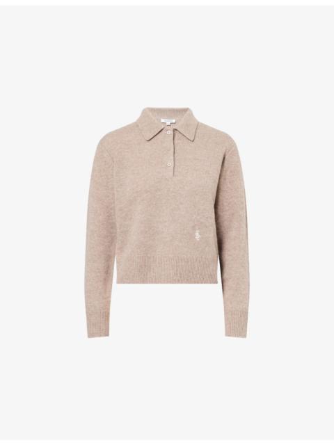 Sporty & Rich Embroidered-Logo Cashmere-And-Wool Polo Jumper