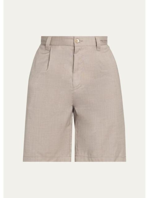 FRESCOBOL CARIOCA Men's Wool Pleated Bermuda Shorts