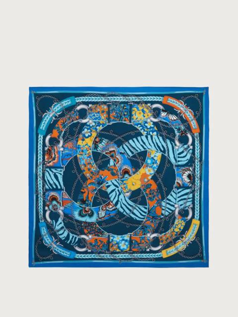 FERRAGAMO GANCINI PRINT SILK SCARF