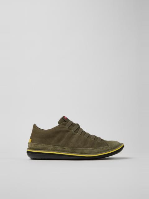 CAMPER Beetle Green Textile and Nubuck Leather Ankle Boots for Men.