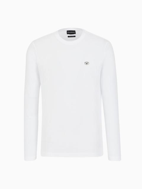 EMPORIO ARMANI Supima jersey jumper with micro logo patch