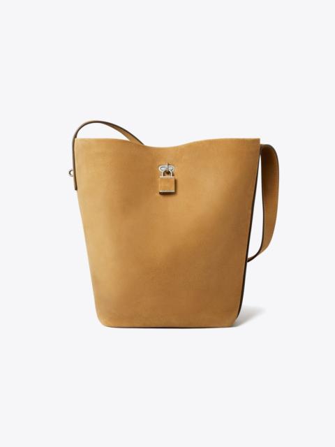 TORY BURCH Lock Slim Suede Bucket Bag