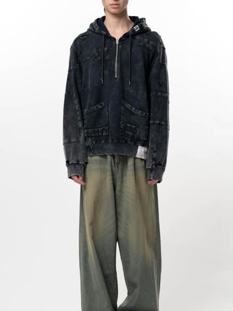 Maison MIHARAYASUHIRO Bleached Repair Half Zip Hoodie