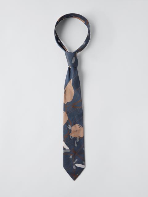 Brunello Cucinelli Ramage print silk pongee tie