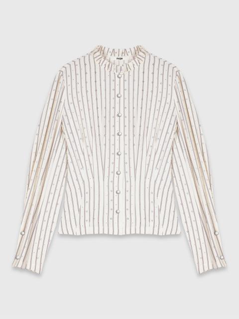 maje Rhinestone high-neck shirt