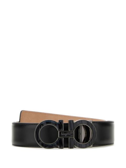 Black leather Gancini belt