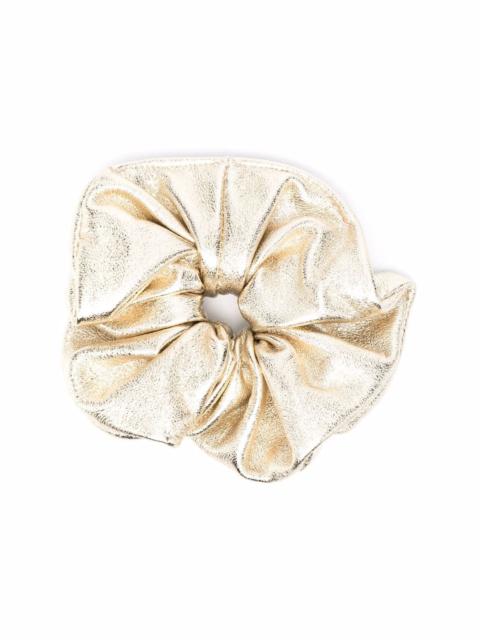 MANOKHI metallic ruched leather hair scrunchie