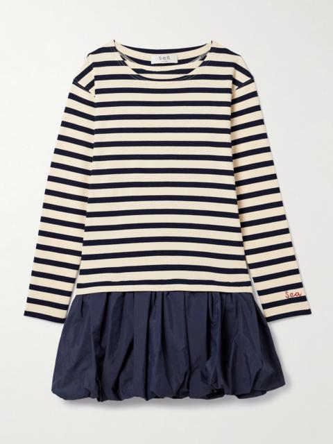 Sea Athena Striped Cotton-jersey And Gathered Shell Mini Dress