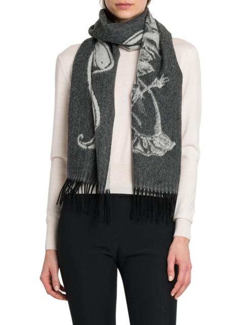 Alexander McQueen Women's Tattoo Cashmere-Wool Scarf - Black Ivory