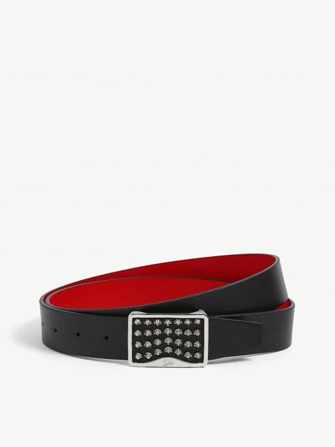 Louis stud embellished-buckle leather belt