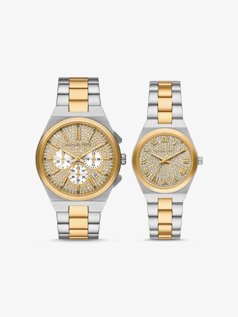 MICHAEL KORS Lennox His and Hers Pavé Two-Tone Watch Set