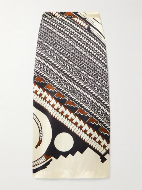 HEIRLOME + Alex Jurado Lexi Printed Silk-satin Midi Skirt