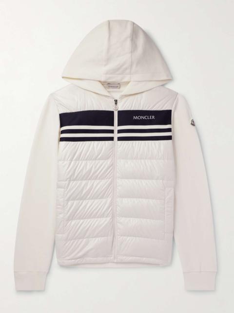 Moncler Slim-Fit Cotton-Jersey and Quilted Shell Down Zip-Up Hoodie