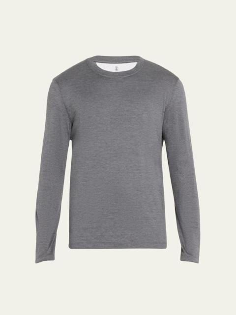 Brunello Cucinelli Men's Silk and Cotton Long-Sleeve T-Shirt