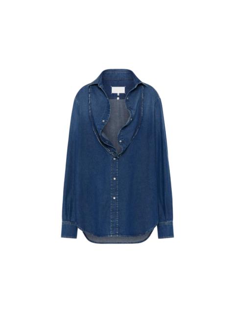 Maison Margiela V-NECK LONG-SLEEVED SHIRT - MEDIUM BLUE