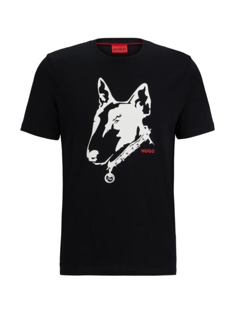 HUGO COTTON-JERSEY T-SHIRT WITH DOG ARTWORK