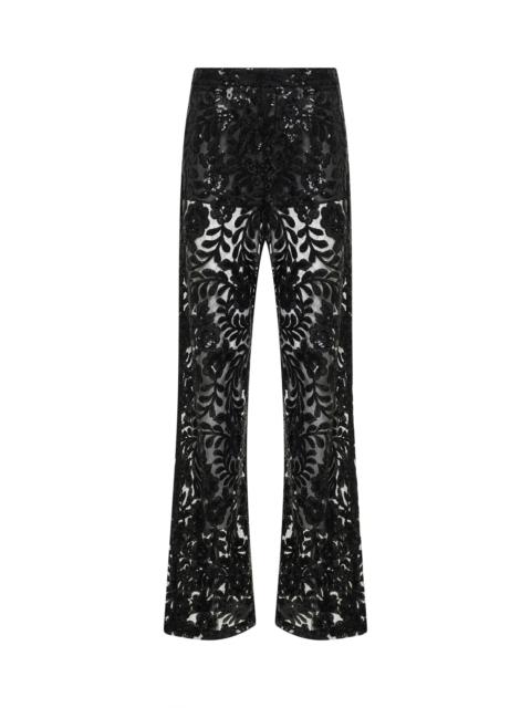 Golden Goose Black sequin-embroidered tulle Journey trousers