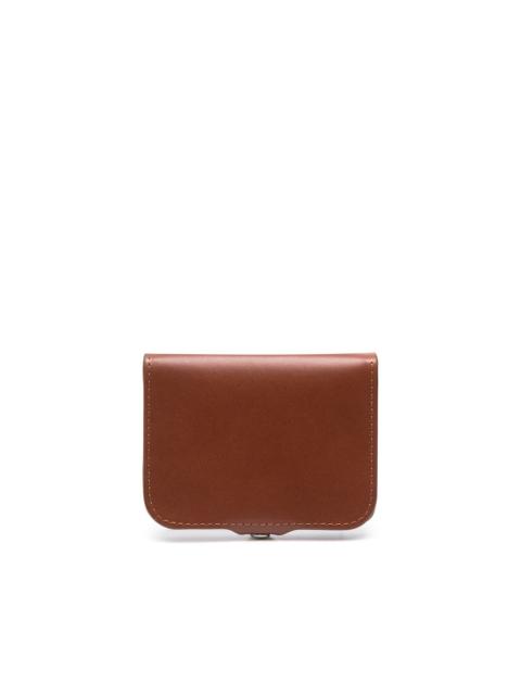 snap-fastening leather wallet